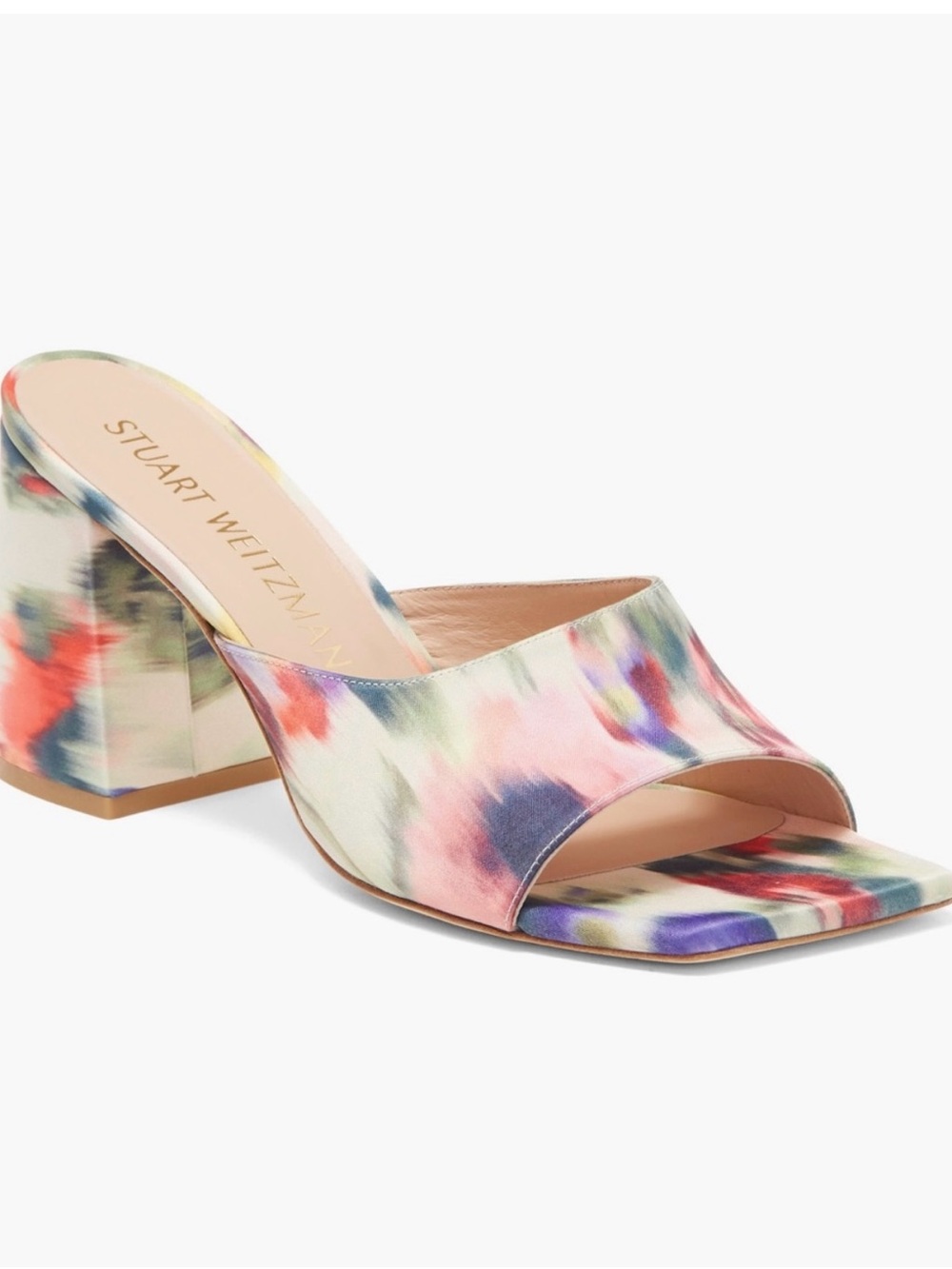 Stuart Weitzman Cayman 35 Watercolor Block Heel Mule